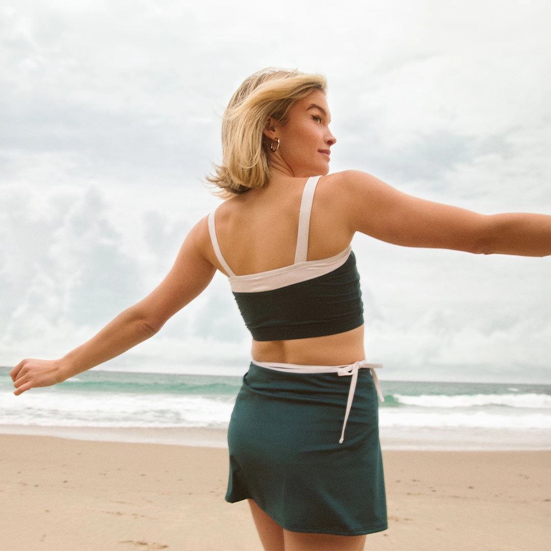 Steel Blue Piped Swim Skirt