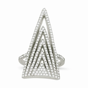 Sterling Silver CZ Large Concentric Triangles Ring - W-1218