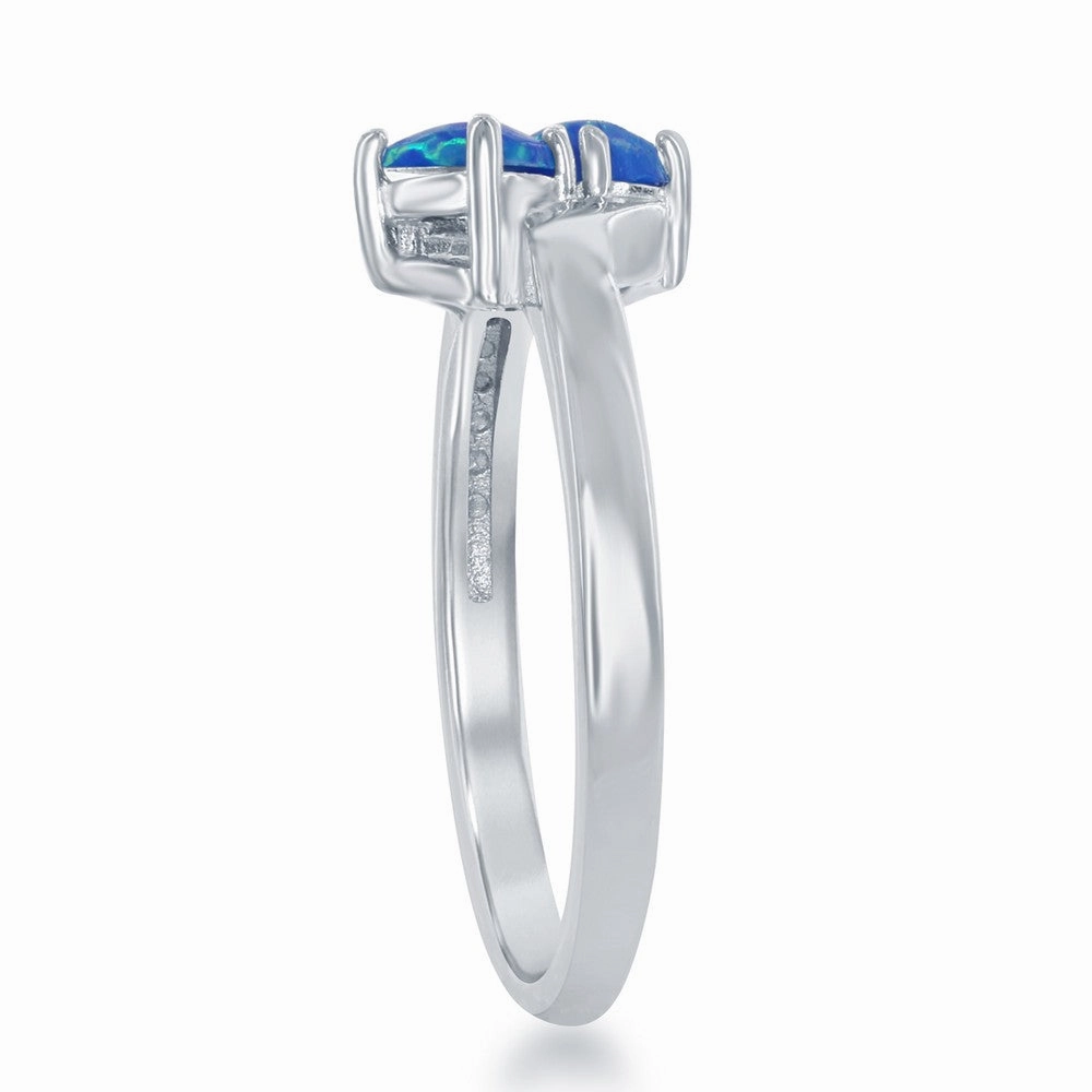Sterling Silver Us2gether Two-Stone Blue Opal CZ Ring - W-1691