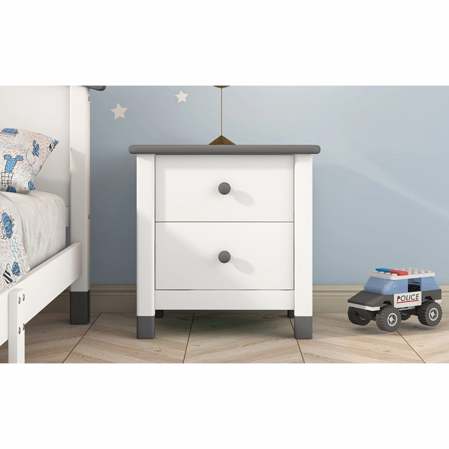 Streamdale Wooden Nightstand with Two Drawers for Kids, End Table for Bedroom