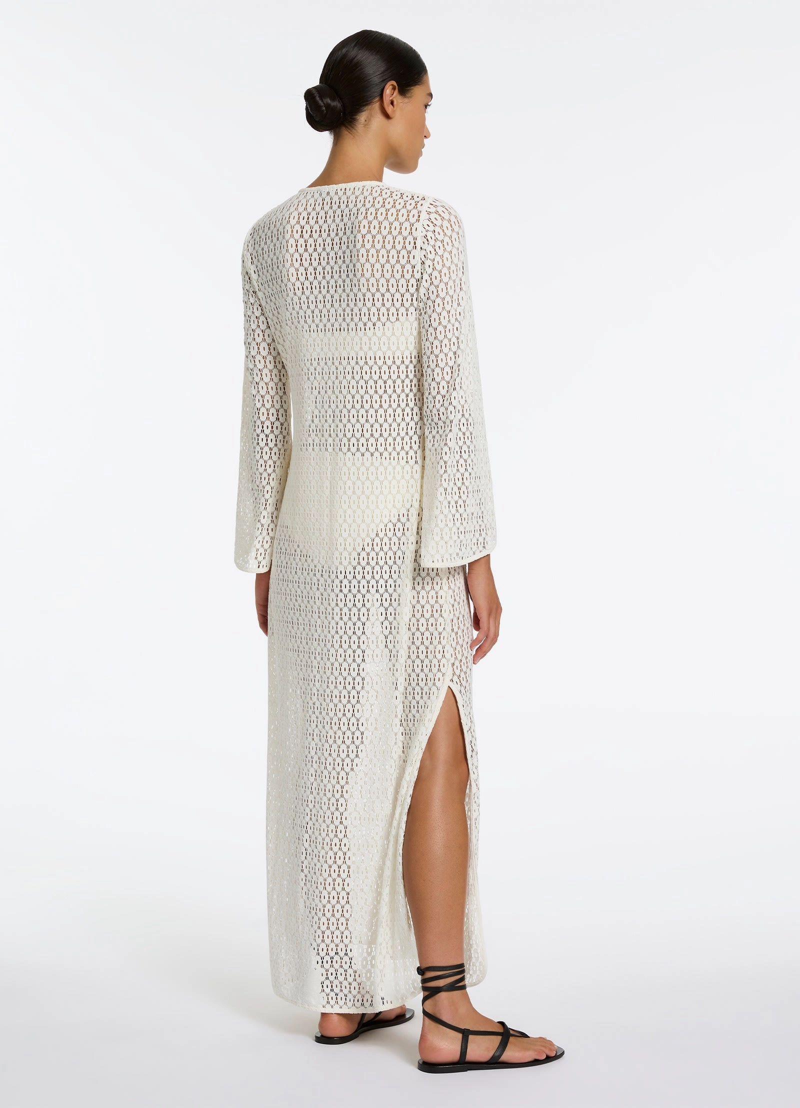Stretch Lace Maxi Kaftan - Cream