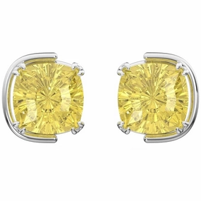 Swarovski Women's Earrings - Harmonia Yellow Cushion Cut Crystals Stud | 5616511