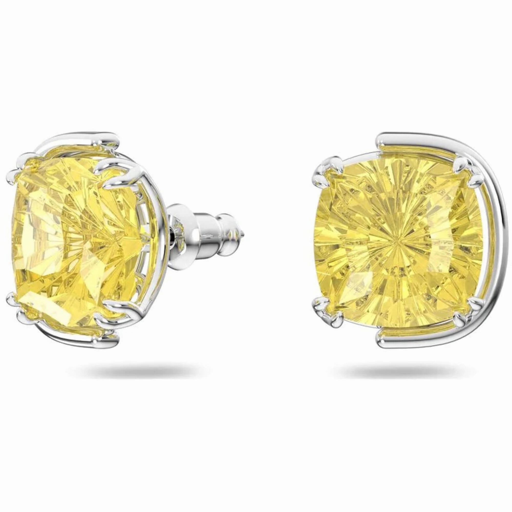 Swarovski Women's Earrings - Harmonia Yellow Cushion Cut Crystals Stud | 5616511
