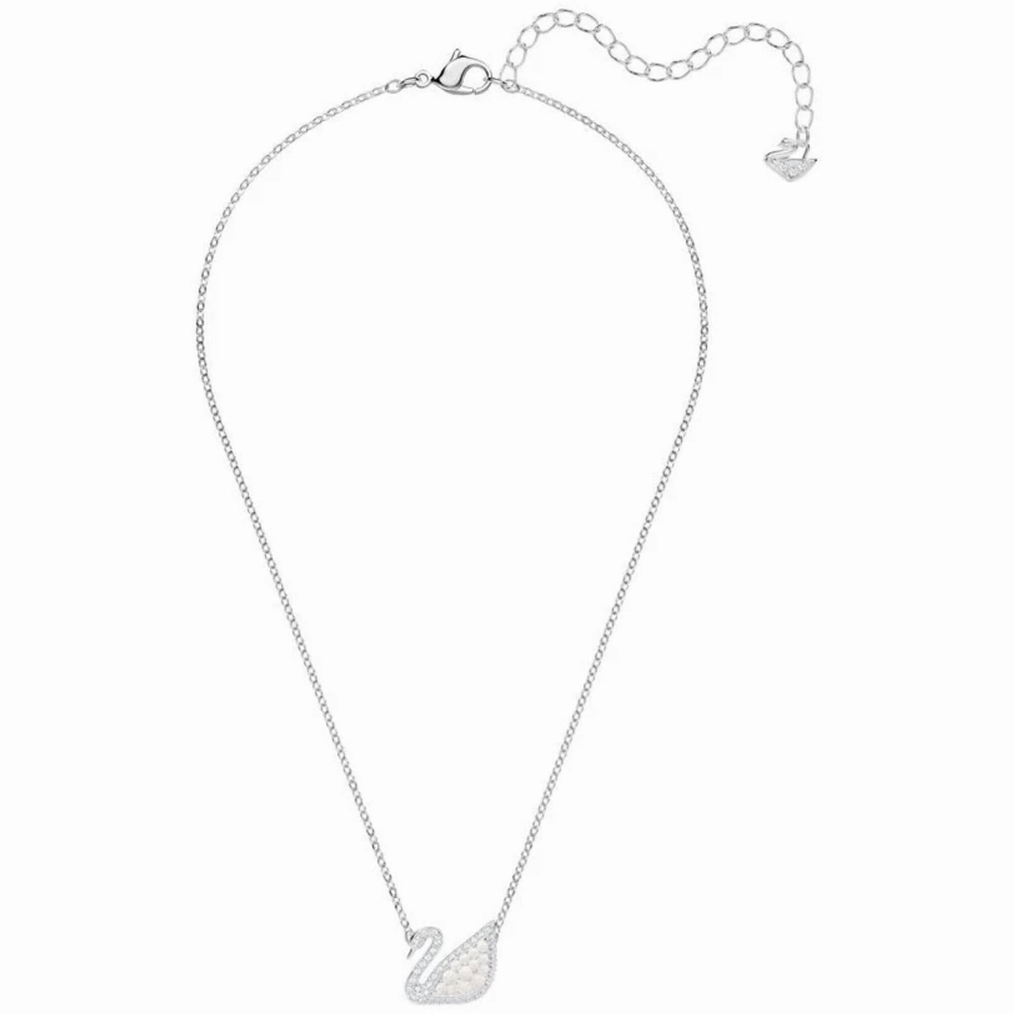 Swarovski Women's Necklace - Iconic Swan Crystal Pearl Rhodium Plated | 5416605