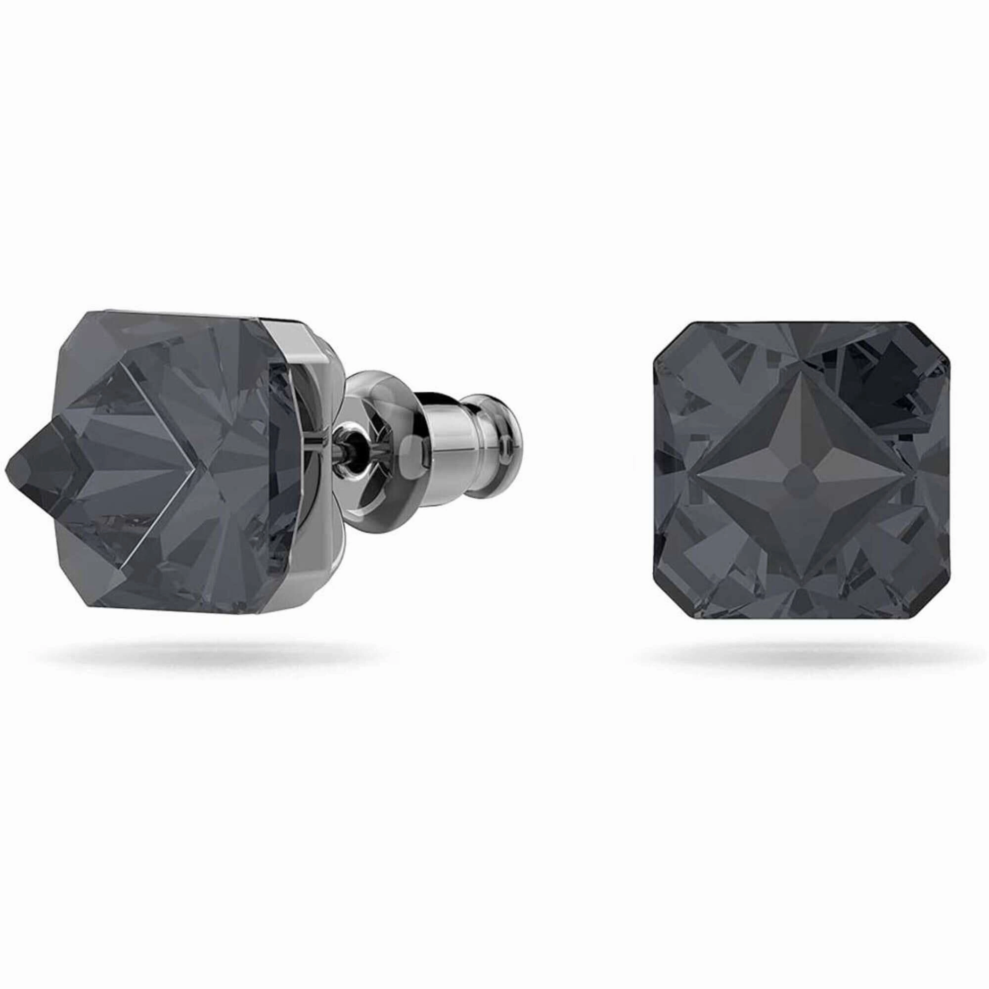 Swarovski Women's Stud Earrings - Chroma Grey Pyramid Cut Crystals | 5613723