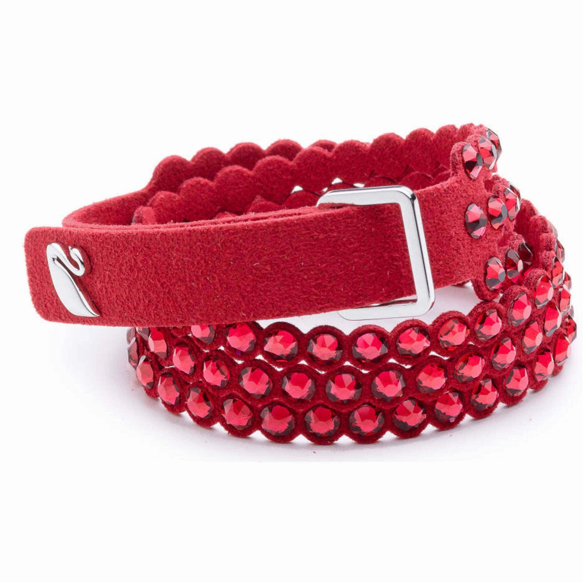 Swarovski Women's Wrap Bracelet - Power Scarlet Red Fabric and Crystals | 5543080