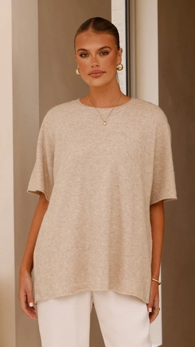 Tahlia Knit Top - Oatmeal
