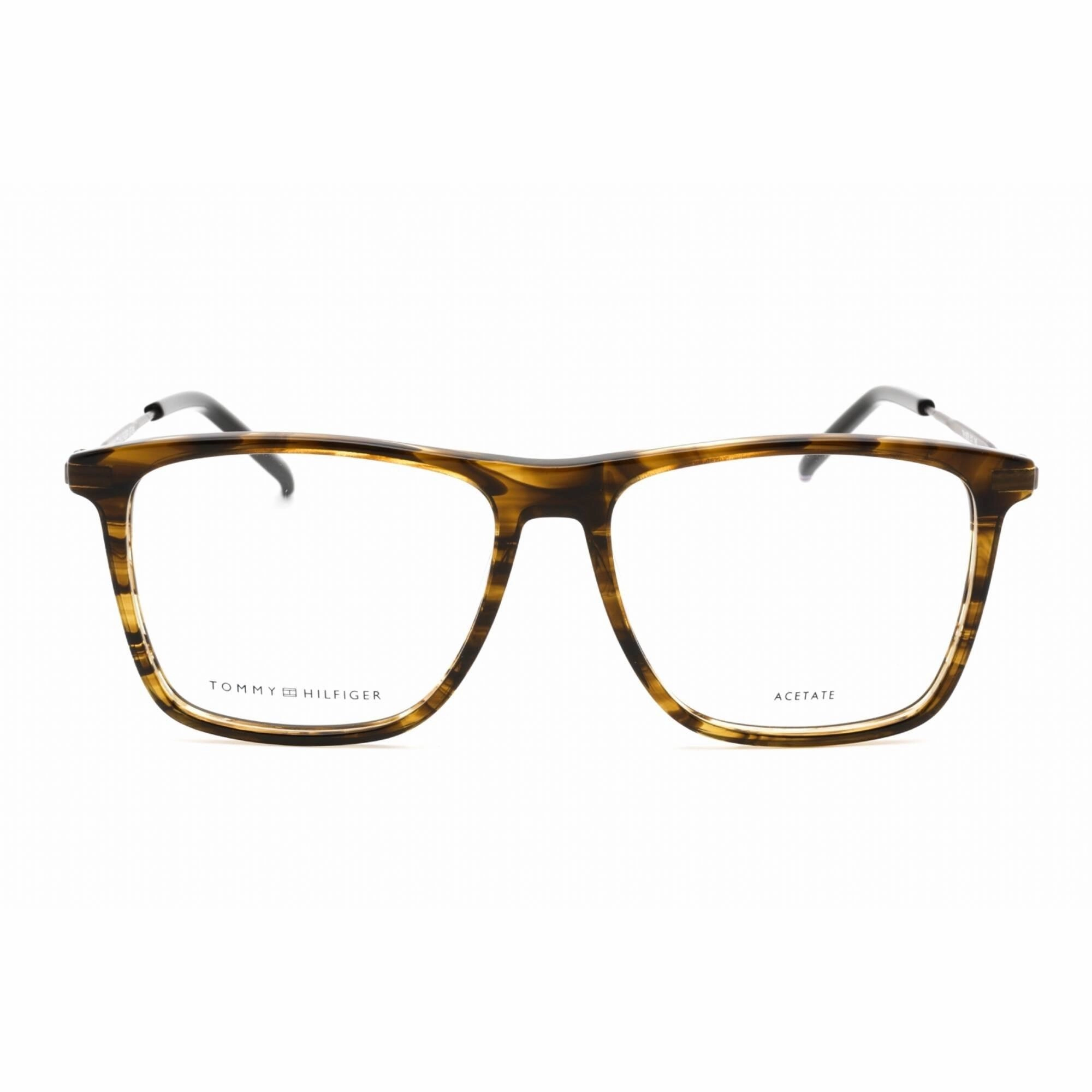 Tommy Hilfiger Men's Eyeglasses - Full Rim Khaki Horn Metal Frame | TH 1876 0517 00