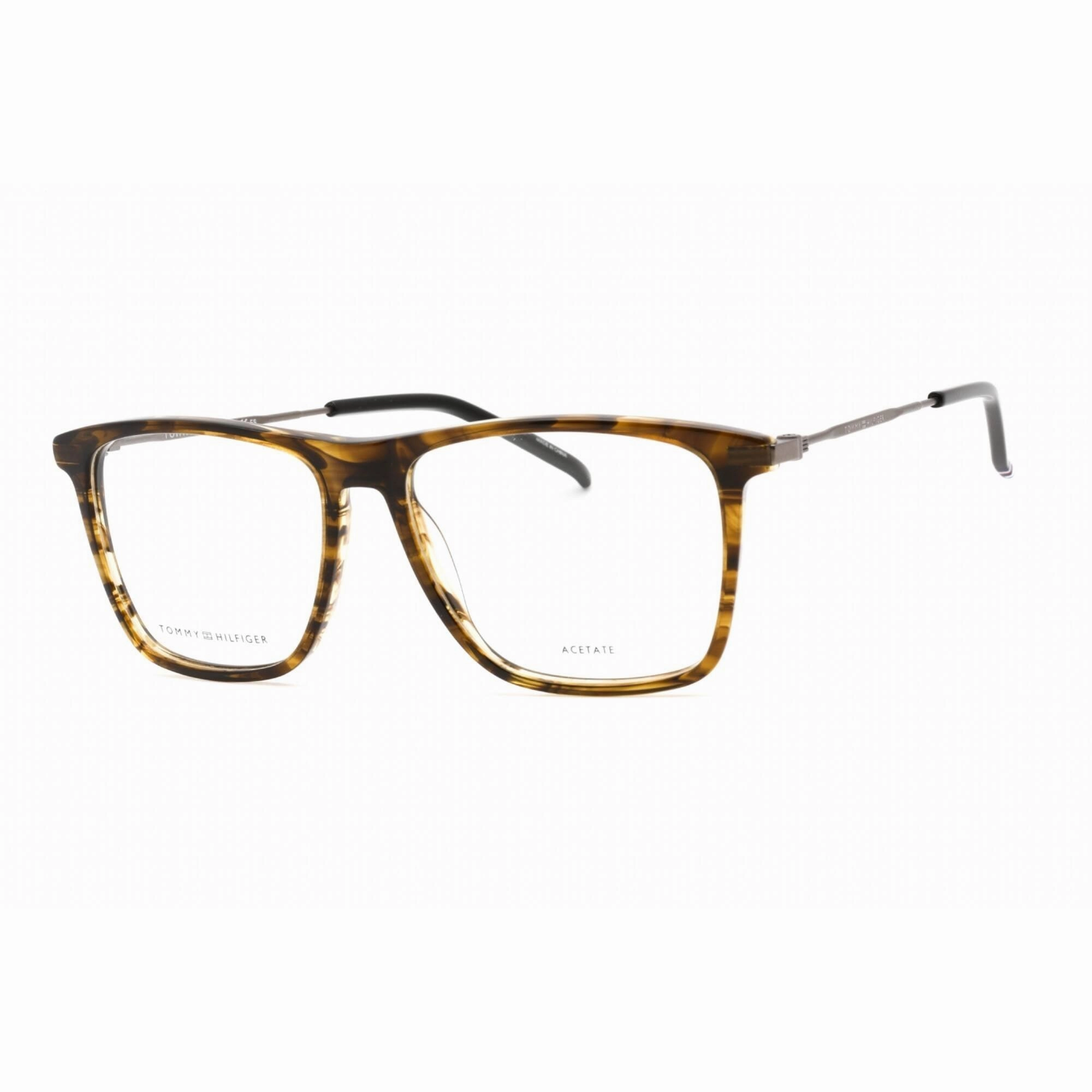 Tommy Hilfiger Men's Eyeglasses - Full Rim Khaki Horn Metal Frame | TH 1876 0517 00