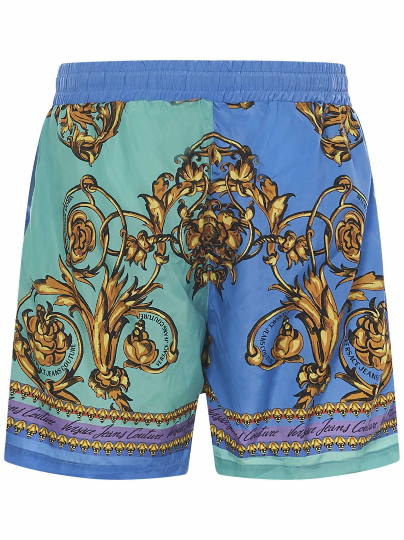 Versace Jeans Couture Baroque Pattern Drawstring Swim Shorts