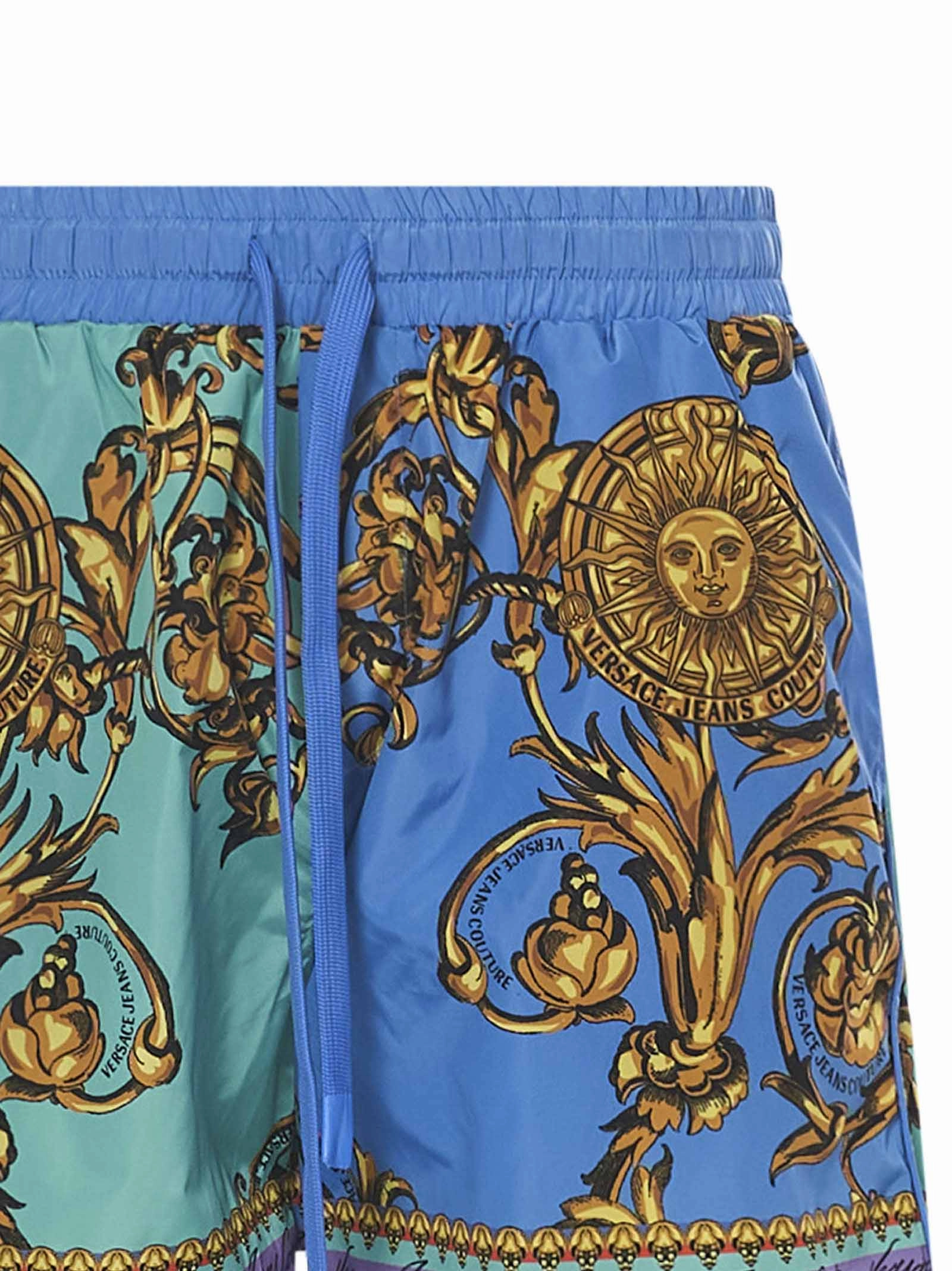 Versace Jeans Couture Baroque Pattern Drawstring Swim Shorts