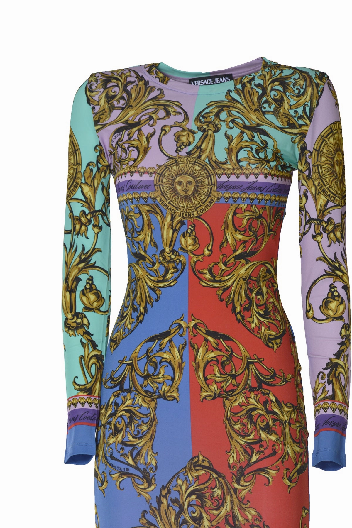 Versace Jeans Couture Garland Sun Regalia Baroque Long-Sleeved Dress