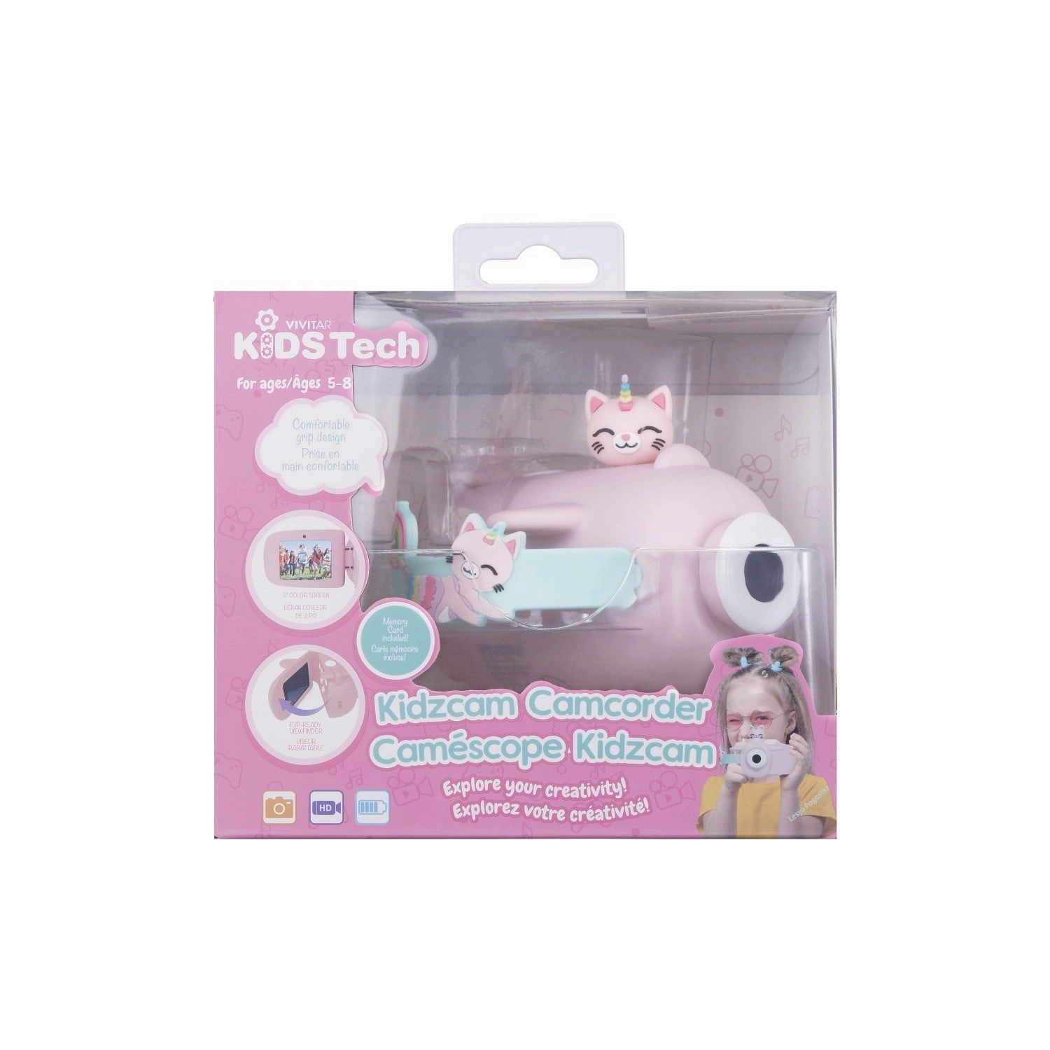 Vivitar 98379A-KTYCRN Kidztech Camcorder for Kids, Pink Kitticorn Digital Video Camera