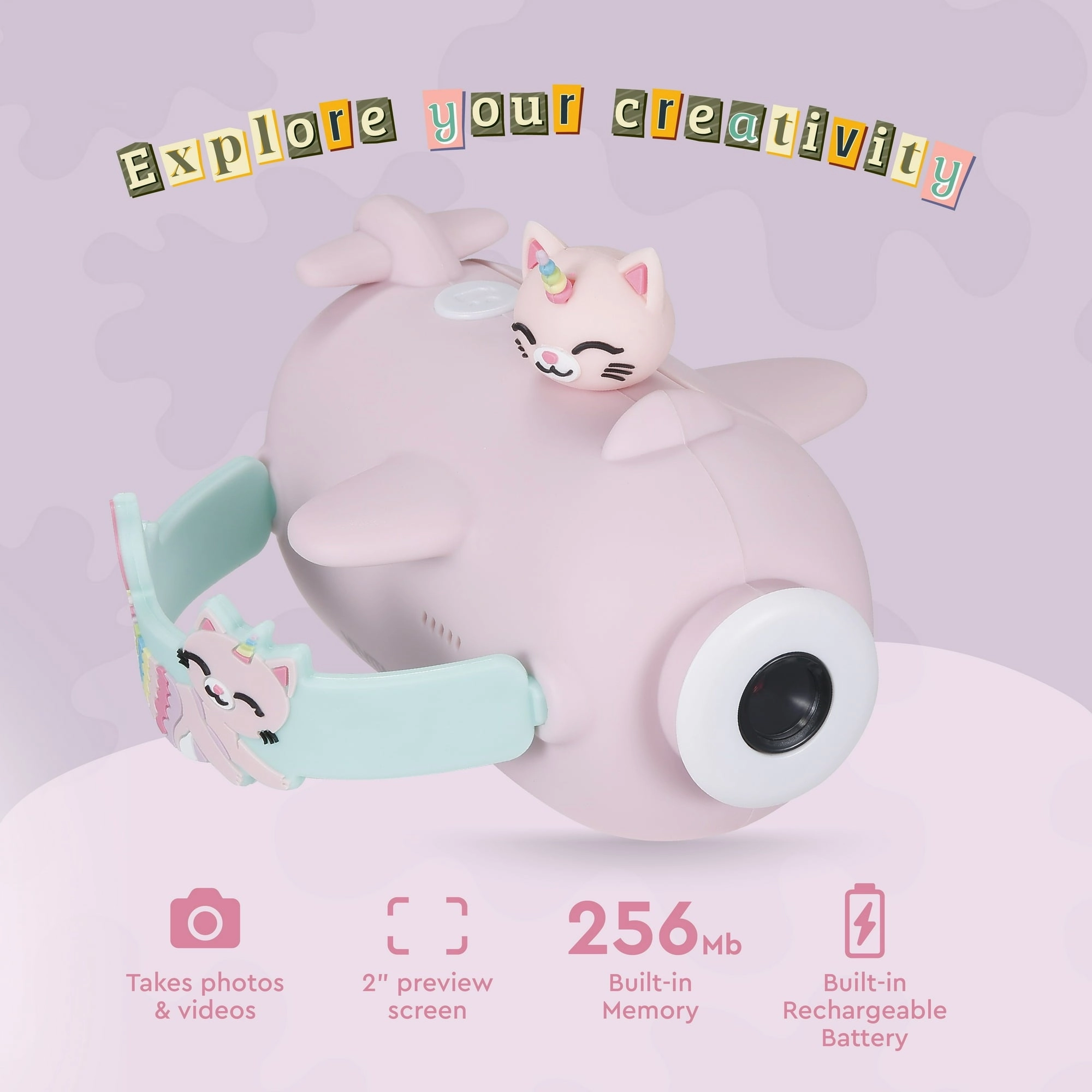 Vivitar 98379A-KTYCRN Kidztech Camcorder for Kids, Pink Kitticorn Digital Video Camera