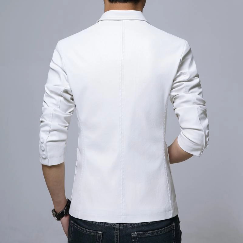 West Louis™ Soft PU Leather Male Blazer