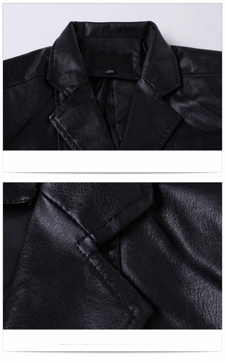 West Louis™ Soft PU Leather Male Blazer