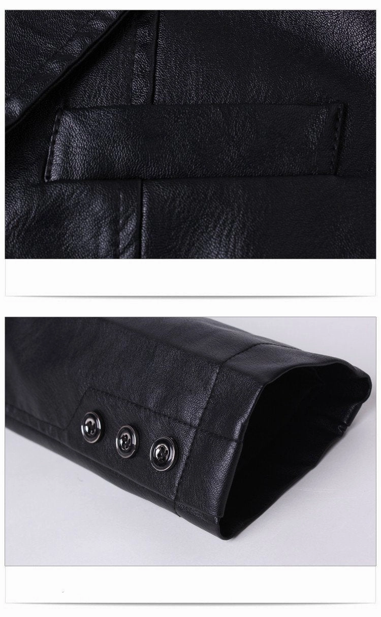 West Louis™ Soft PU Leather Male Blazer