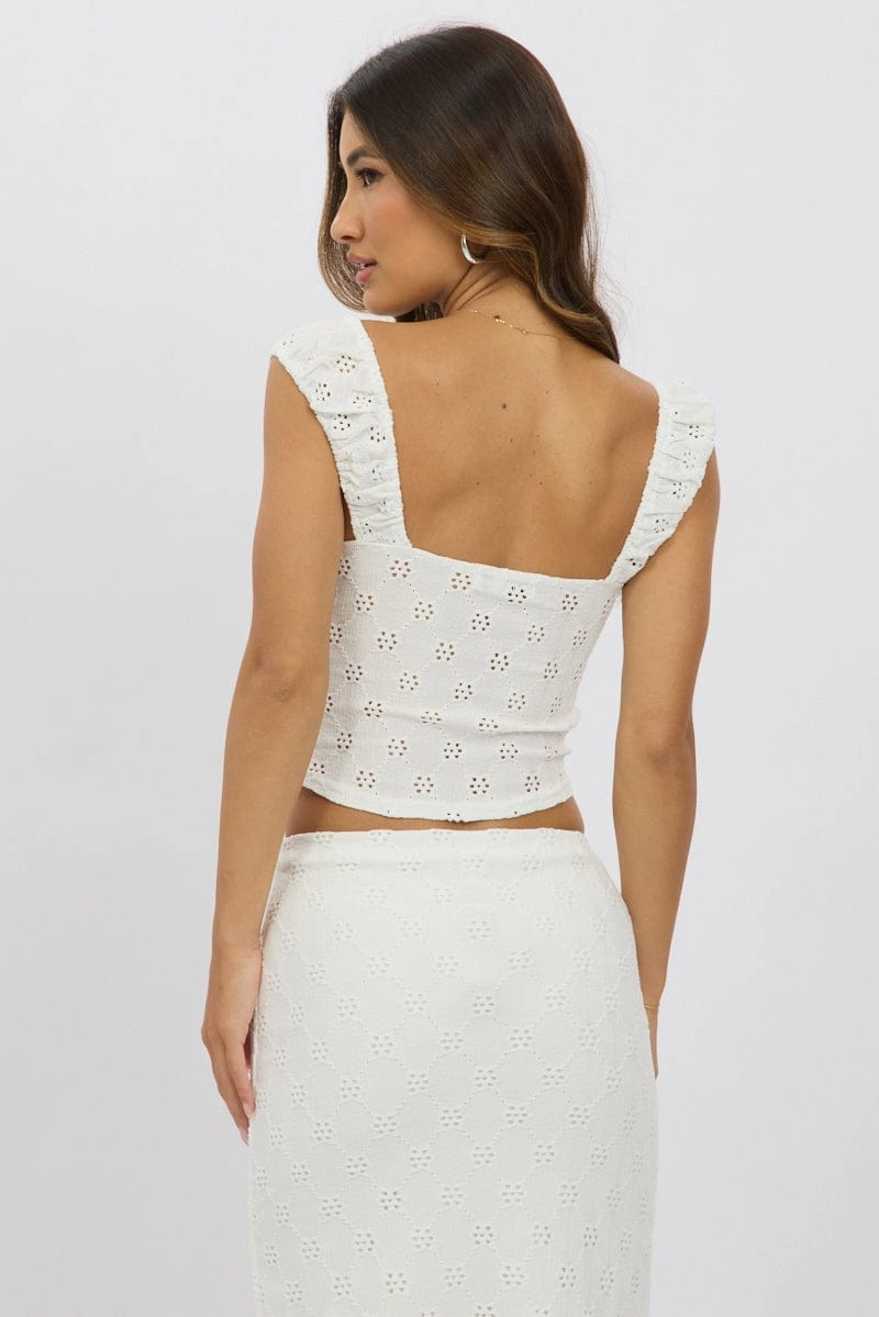 White Eyelet Top Sleeveless