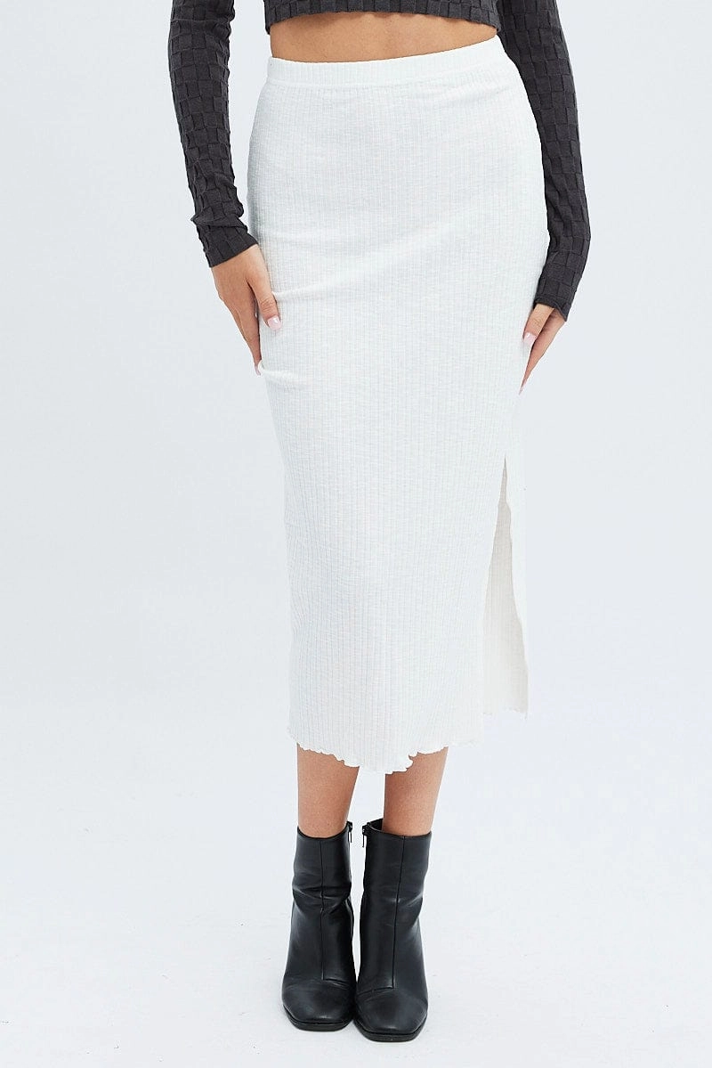 White Maxi Skirt Side Slit