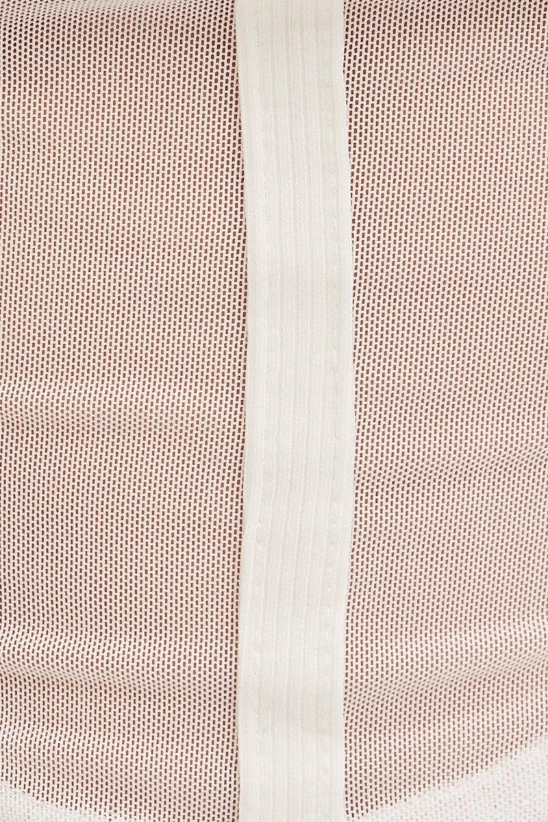 White Mesh Patchwork Tank Top Corset Top