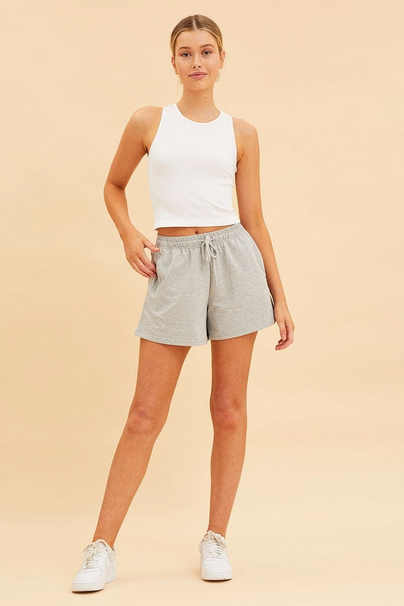 White Seamless Tank Crop Racer Back Sleeveless