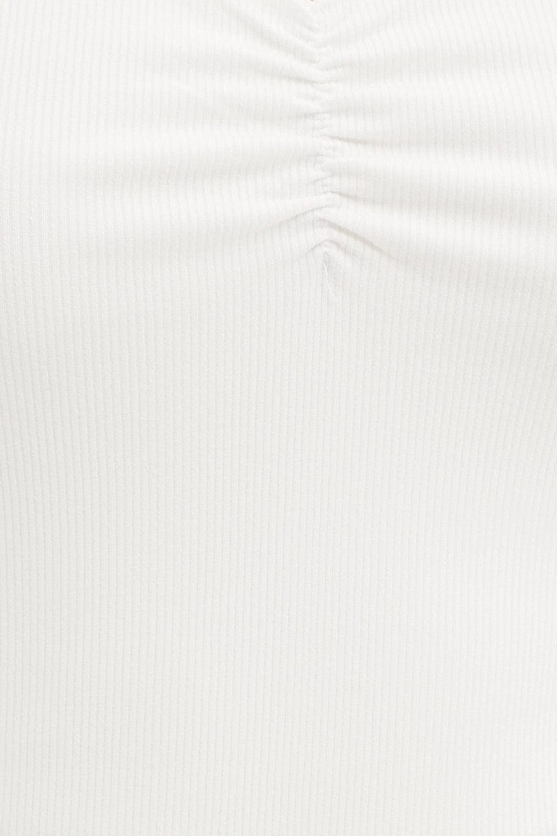 White Top Long Sleeve Round Neck