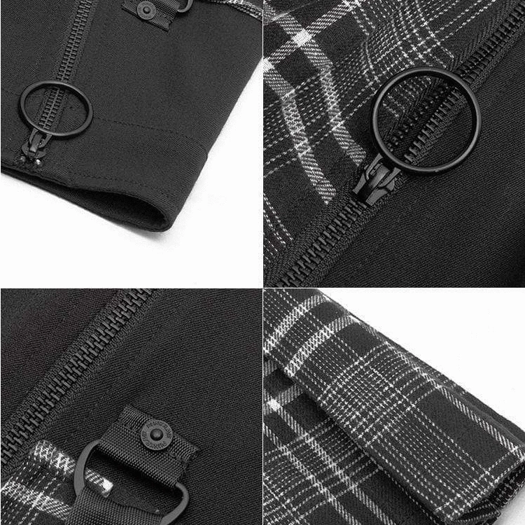 Women's Goth High-waisted Plaid Pleated Skirt