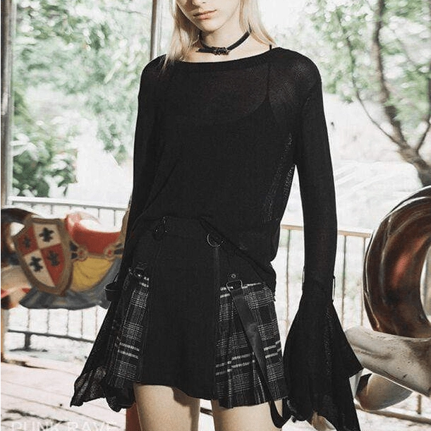 Women's Goth High-waisted Plaid Pleated Skirt