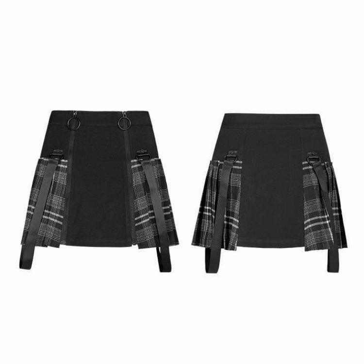 Women's Goth High-waisted Plaid Pleated Skirt