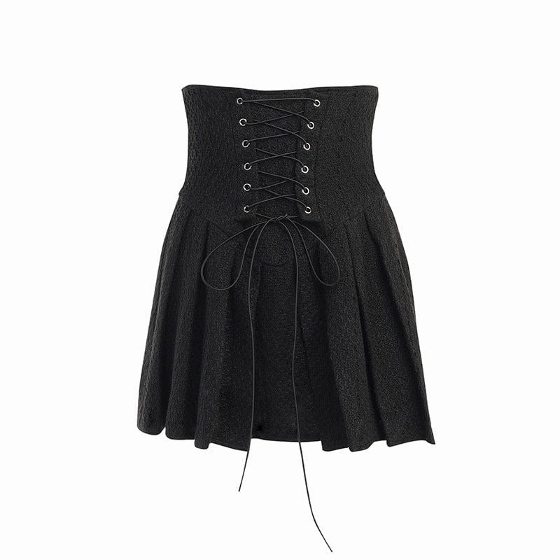 Women's Punk Strappy Draped High-waisted Skirt