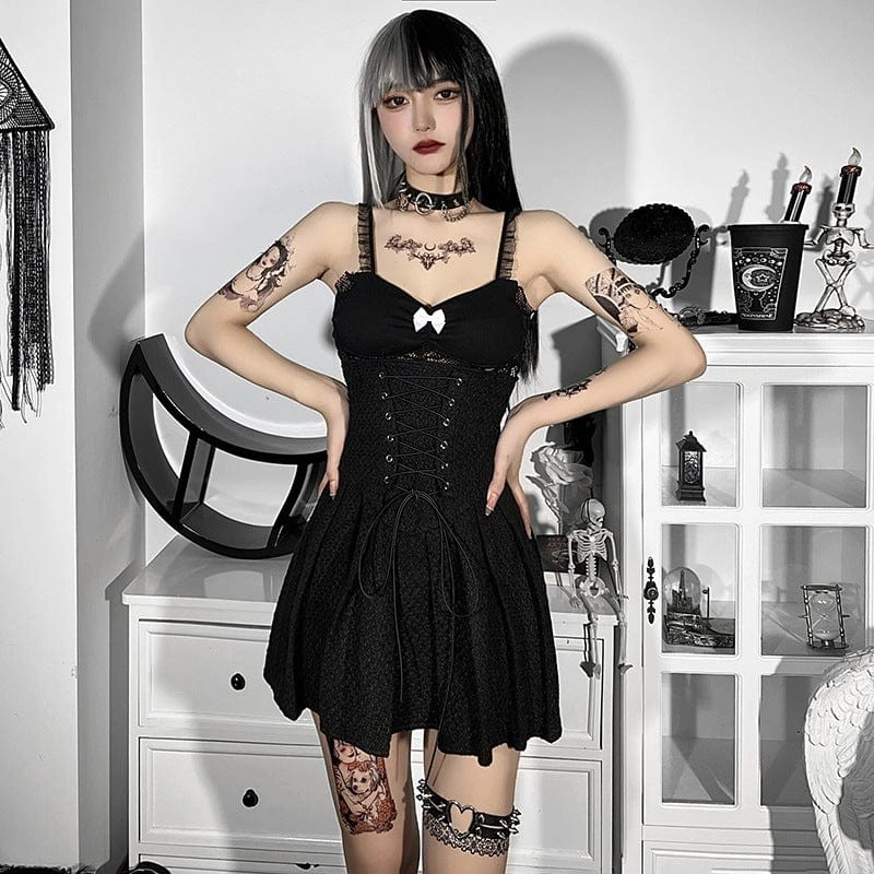 Women's Punk Strappy Draped High-waisted Skirt
