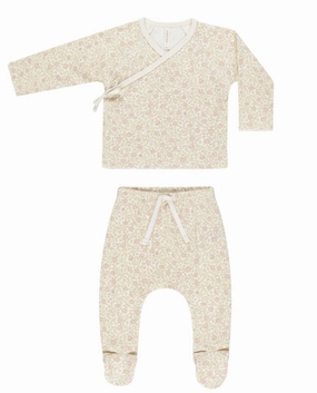 Wrap Top   Footed Pant Set - Primrose